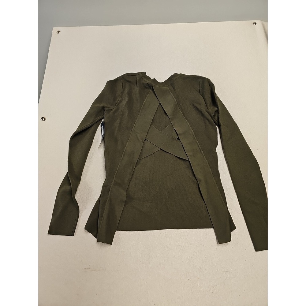 Rachel Rachel Roy Olive Green Crisscross Open Back Long Sleeve Sweater NWT